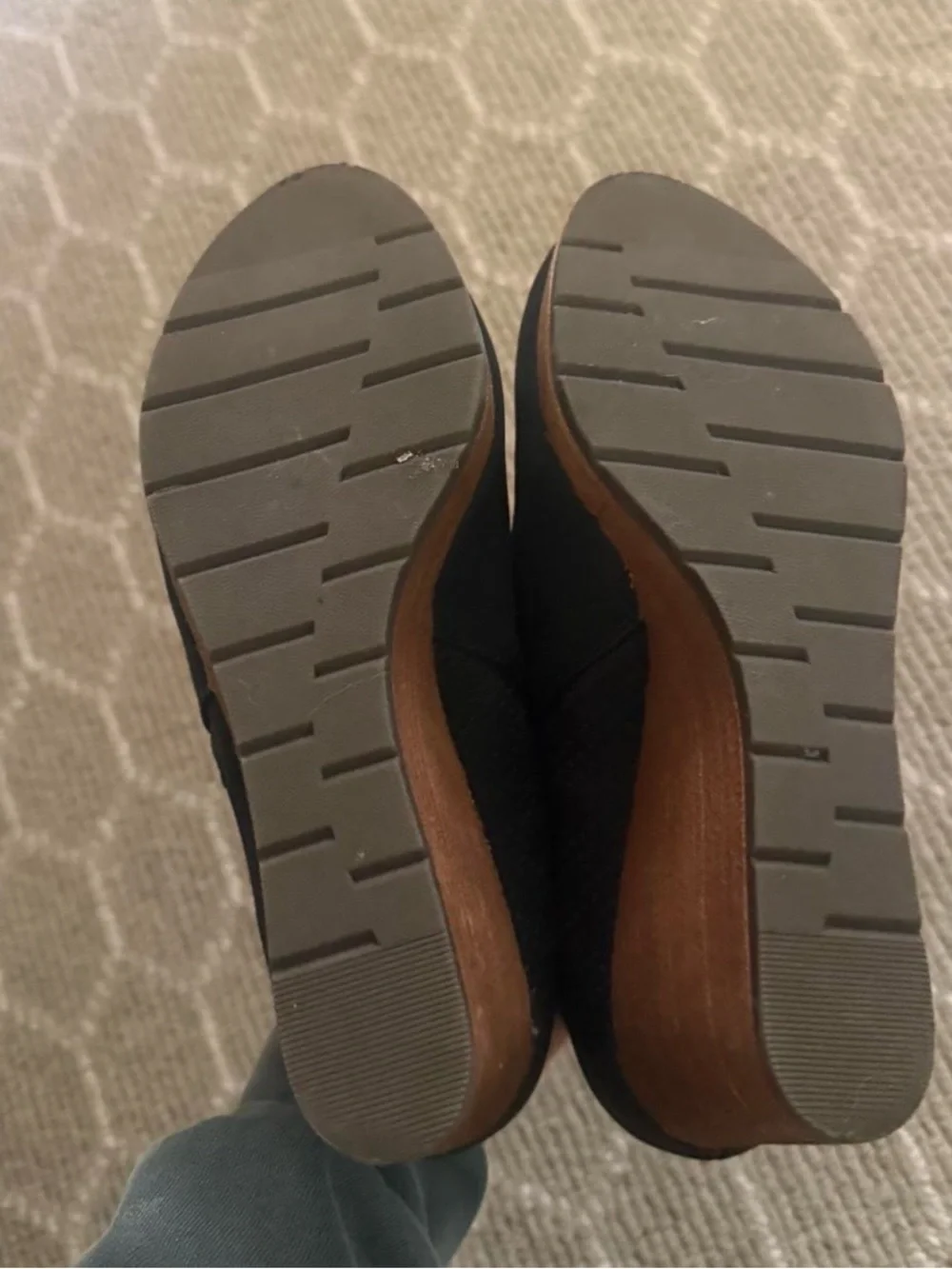 Dr. Scholl's Black Wedge Ankle Booties with Wood-Effect Platform